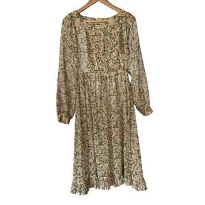 VTG Applause Rave Reviews 70s 80s Cottagecore Prairie Floral Sheer Midi Dress 10